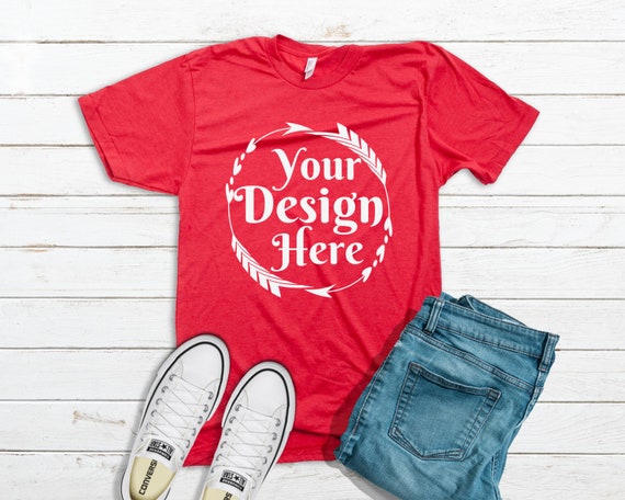Bella Canvas 3001 Red Unisex T Shirt Mock Up T Shirt Mock Up Etsy
