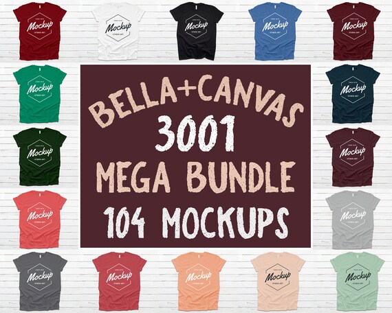 Bella Canvas 3001 T Shirt Mockup Mega Bundle 200 High Etsy