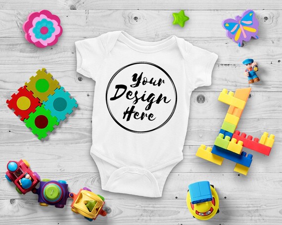 Download Blank White Baby Onesie Mockup Fashion Design Styled Baby | Etsy
