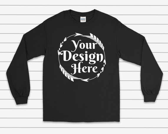 Gildan 2400 Long Sleeve Black Unisex Tshirt Tee Mock Up Etsy