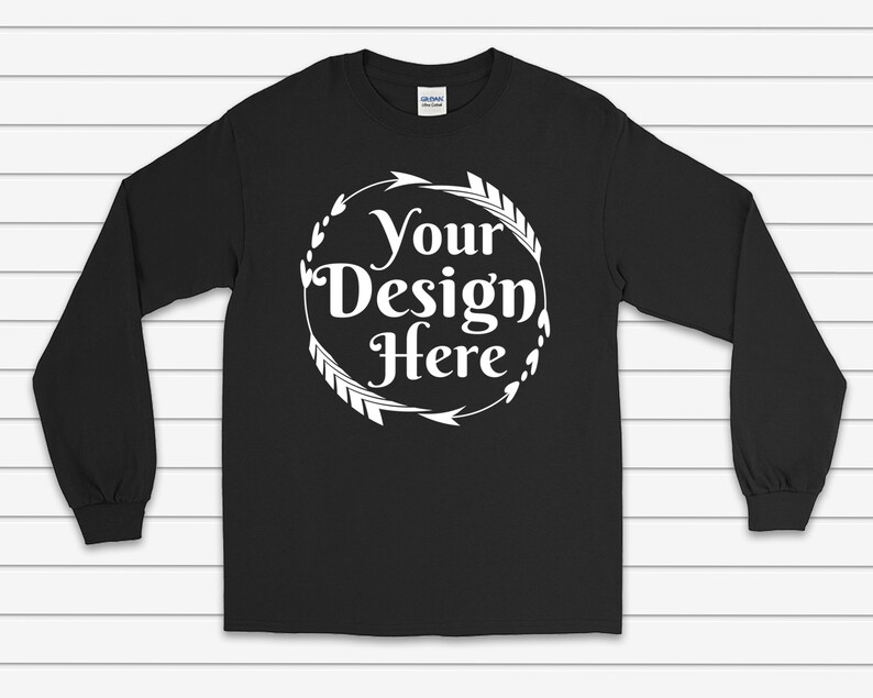 Gildan 2400 Long Sleeve Black Unisex TShirt Tee Mock Up Etsy