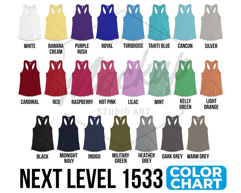 Tank Top Next Level 1533 Color Chart Every Color 2019 Digital | Etsy