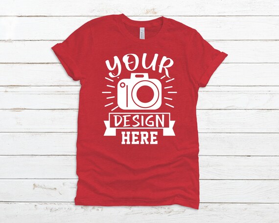Bella Canvas 3001 Heather Red Unisex T Shirt Mockup T Shirt Etsy
