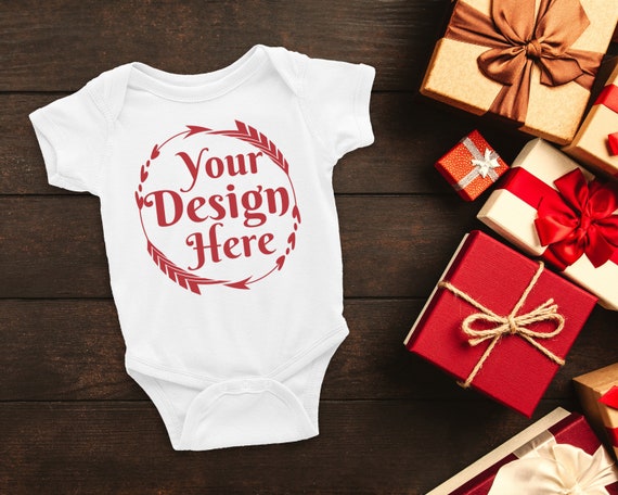 Christmas Styled Mockup White Baby Bodysuit Mockup Christmas Etsy