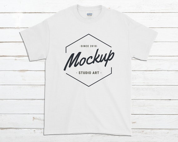 White T Shirt Gildan Mockup 2000 5000 64000 Canvas Unisex Etsy