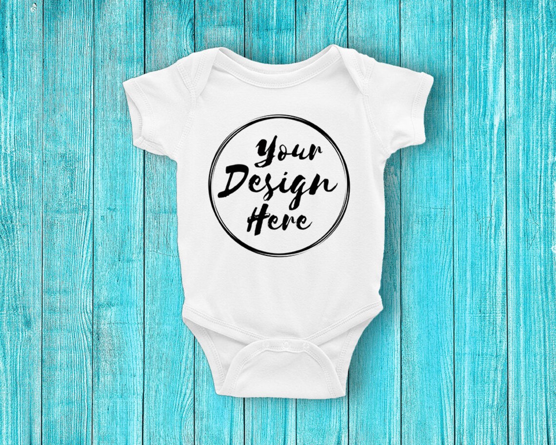 Blank White Baby Onesie Mockup Fashion Design Styled Stock