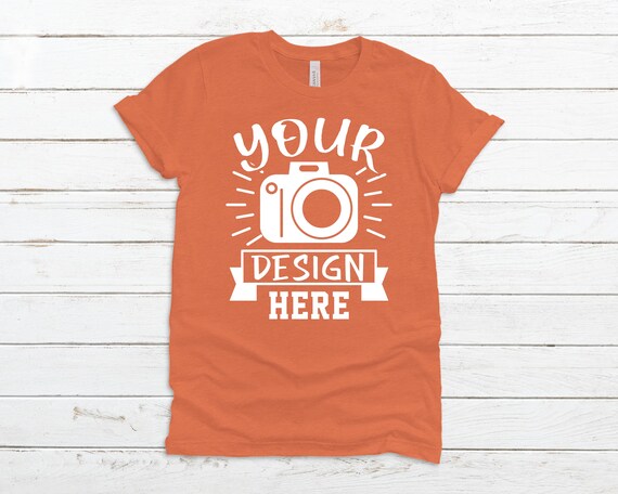 Bella Canvas 3001 Heather Orange T Shirt Mock Up Orange Etsy