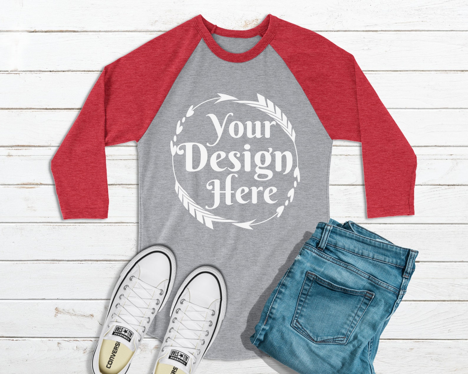 BUNDLE 12 Mockups Raglan 3/4 Sleeve Multi Colors Mock Ups