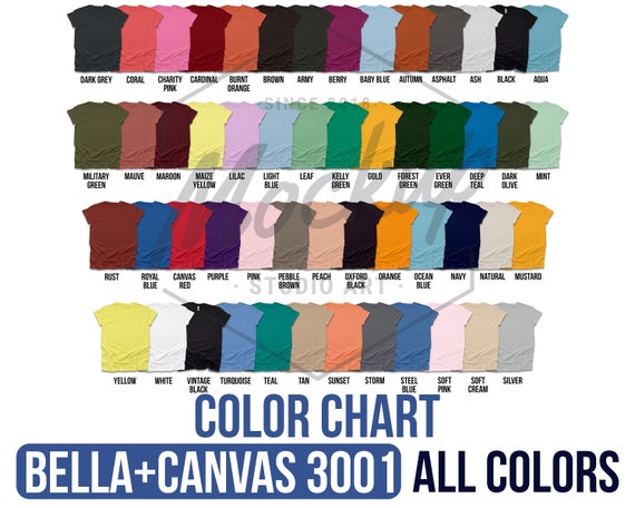 Download Bella Canvas 3001 Color Chart 2019 Updated Heathers Blends Etsy