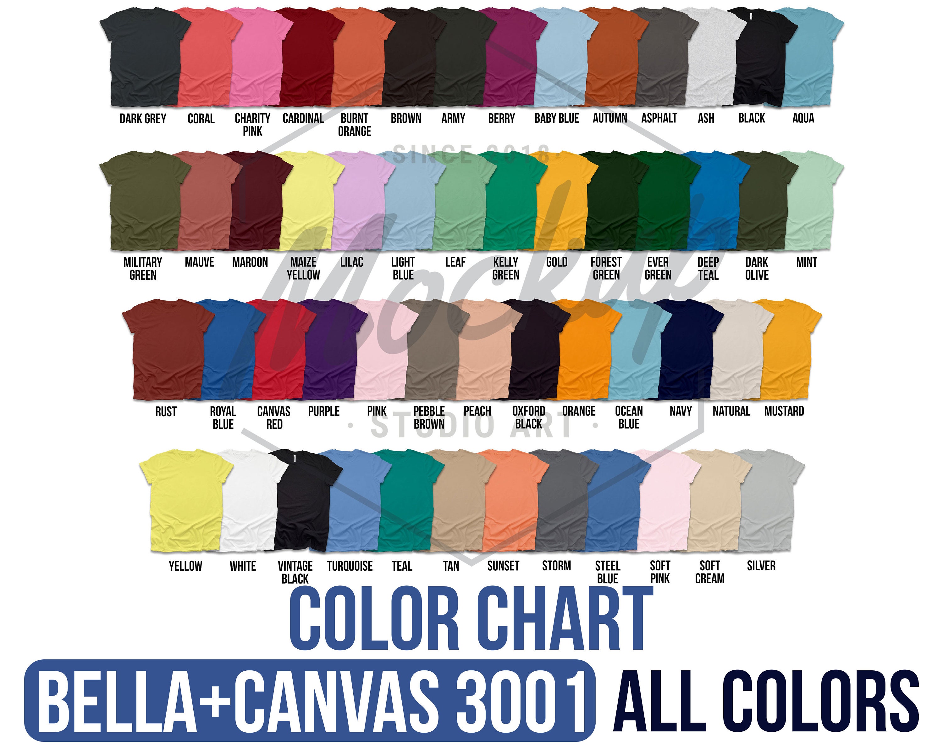 Download Bella Canvas 3001 Color Chart 2019 Updated Heathers Blends ...