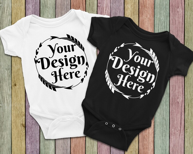 Blank White and Black Baby Onesie Mockup Fashion Design | Etsy