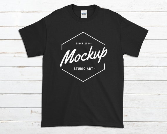 Black T Shirt Gildan Mockup 2000 5000 64000 Canvas Unisex Etsy