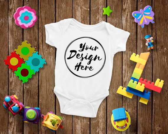 Download Blank White Baby Onesie Mockup Fashion Design Styled Baby Etsy