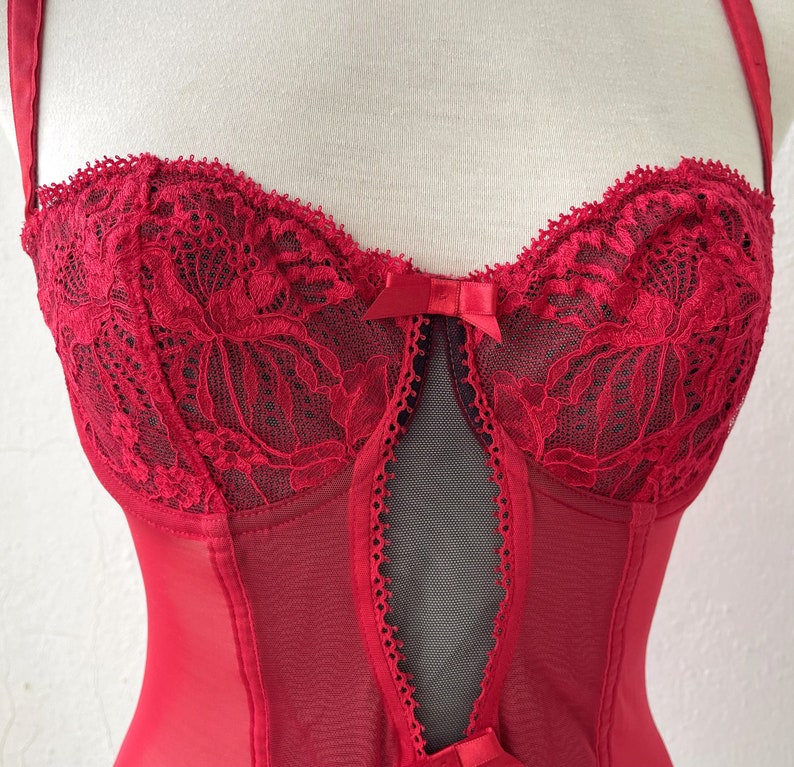 Luxury AUBADE Basque Corset Red Lace Corset Vintage Etsy