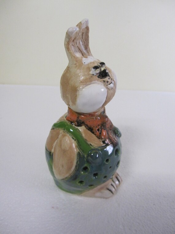 Keramik Hase Dekoration Garten Terrasse Bunny Augen Handarbeit Figur Skulptur