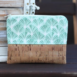 Kosmetiktasche S ELODY Kork Fächer Muster Schminktasche kleines Täschchen Korktasche Portemonnaie