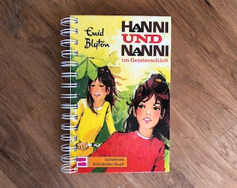 Retro Notizbuch "Hanni und Nanni im Geisterschloss" aus altem Kinderbuch upcycling Geschenk