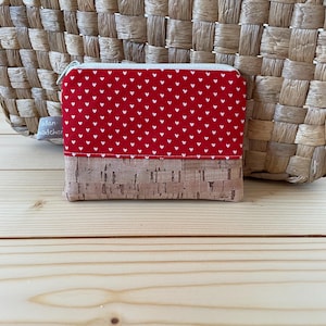 Kleines Schlüsseletui HERZILEIN aus Kork und Baumwolle in rot Mini-Geldbörse Schlüsseltasche Schlüsseltäschchen