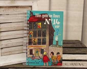 Notizbuch aus Kinderbuch "Was geht in Haus Nr. 14 vor?" Geschenk Einzug Weihnachtsgeschenk Hausbau oder zum Einzug