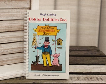Notizbuch "Doktor Doolittles Zoo" aus dem alten Kinderbuch upcycling Geschenk Tierarzt Tierartzhelferin Tiere