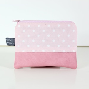 Kleine Schlüsseltasche MALOU rosa Punkte aus Kunstleder und Baumwolle Mini-Geldbörse Schlüsseletui Schlüsseltäschchen