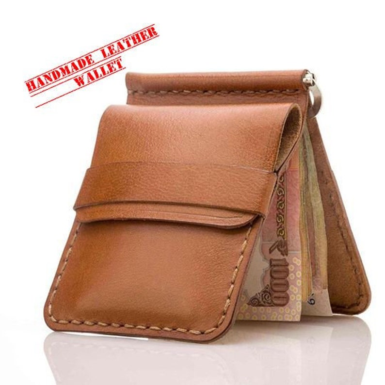 Leather Brown Wallet Money Clip Wallet Full Grain Bi Fold Etsy - image 0