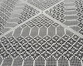Vintage Handmade Square Crocheted Tablecloth, Overlay Table topper, White 59x59 inches 150x150 cm