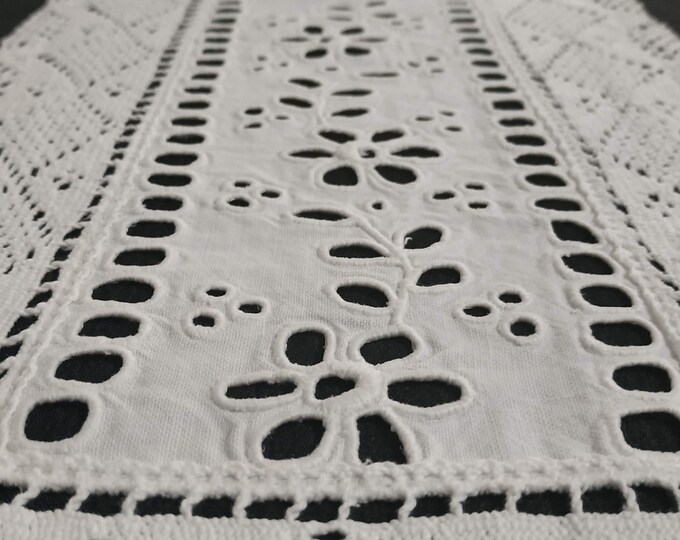 Handmade Cutwork Mini Table Runner White Vintage Etsy