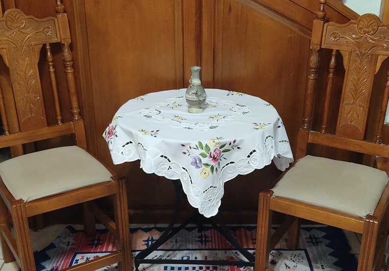 Embroidered Square Small Tablecloth Machine Embroidery Etsy