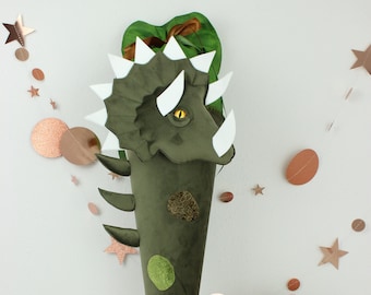 3D Design Fabric School Cone Dinosaur Unique First Day of School Girl Boy Triceratops