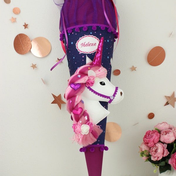 3D school bag sugar bag made of fabric unicorn horse girl glitter