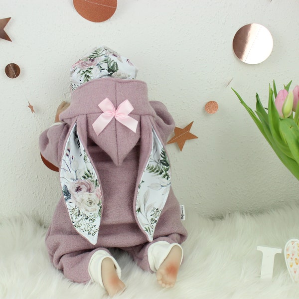 3D Ohren Walkoverall Bunny Wollwalk Walk Baby Overall Hase