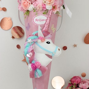 Schultüte Einhorn/Pegasus – Mit 3D-Glitzer-Effekt, 85 Cm Lang, 12-eckig, Inkl. Großer Schleife & Organza-Abschluss