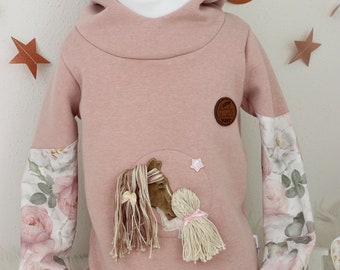 3D Pferd Hoodie Kapuzenpullover Herbst Winter Frühling autumn Sweater rosa Kinderhoodie Mädchen