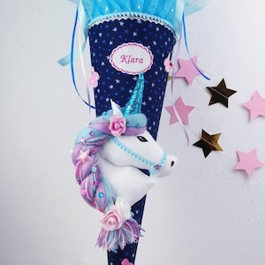 3D-Design Schultüte Zuckertüte aus Stoff Einhorn Pferd Unikat Einschulung 3D-Applikation
