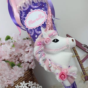 3D Design Fabric School Cone, Candy Cone, Unicorn, Horse, First Day of School, Girl, Glitter 3D Appliqué