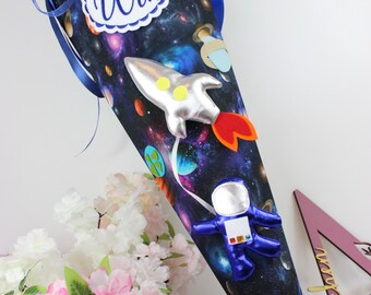 3D-Design Schultüte Weltraum Einschulung Rakete Astronaut Weltall Unikat Stoff