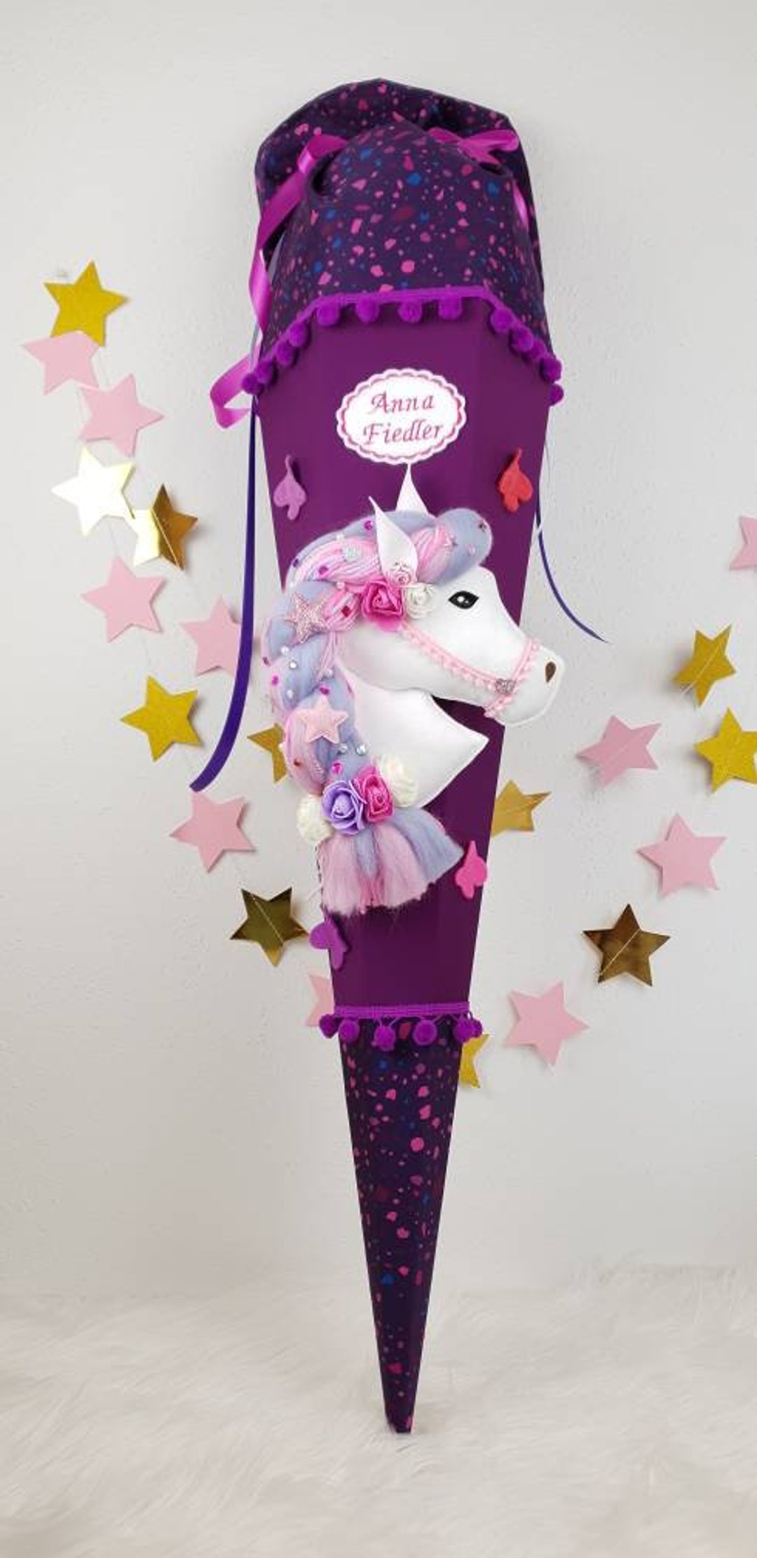 3D-Design-Schultüte aus Stoff Zuckertüte Pegasus Pferd Einhorn Unikat Mädchen