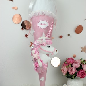 3D-Design Schultüte Zuckertüte Stoff Pferd Einhorn Mädchen Unikat