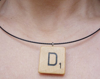 Scrabble necklase with your own chosen letter (S-236a)