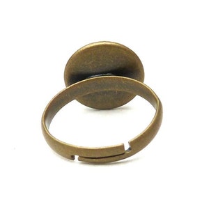 bronze ring with black sparkle cabochon S-606b afbeelding 2