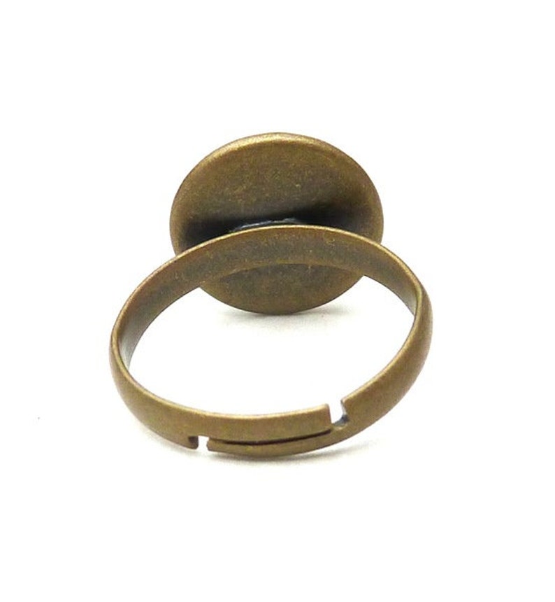 bronze ring with black sparkle cabochon S-606b afbeelding 2