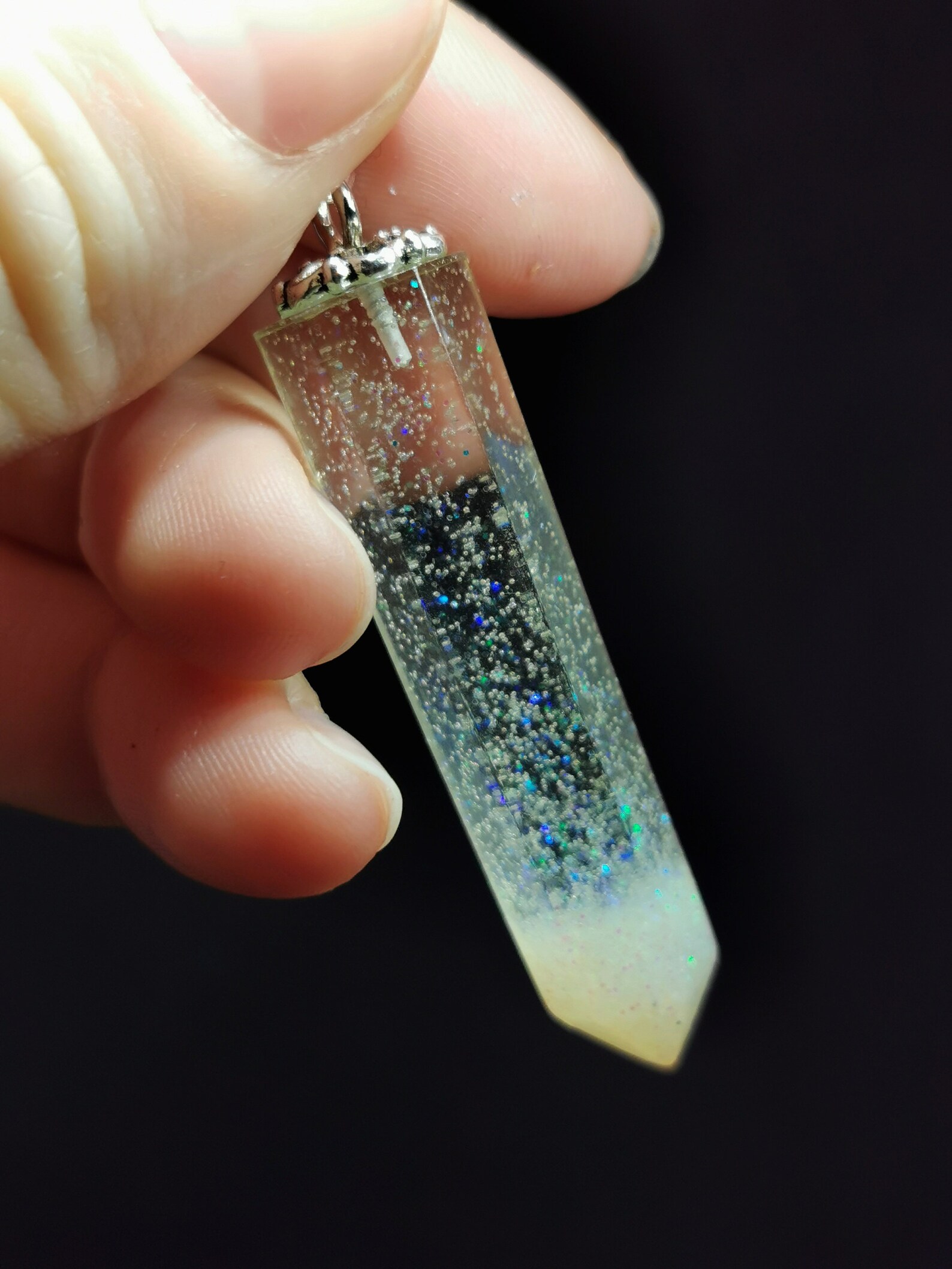 Holographic Glitter Crystal Half Transparent Half White Etsy UK