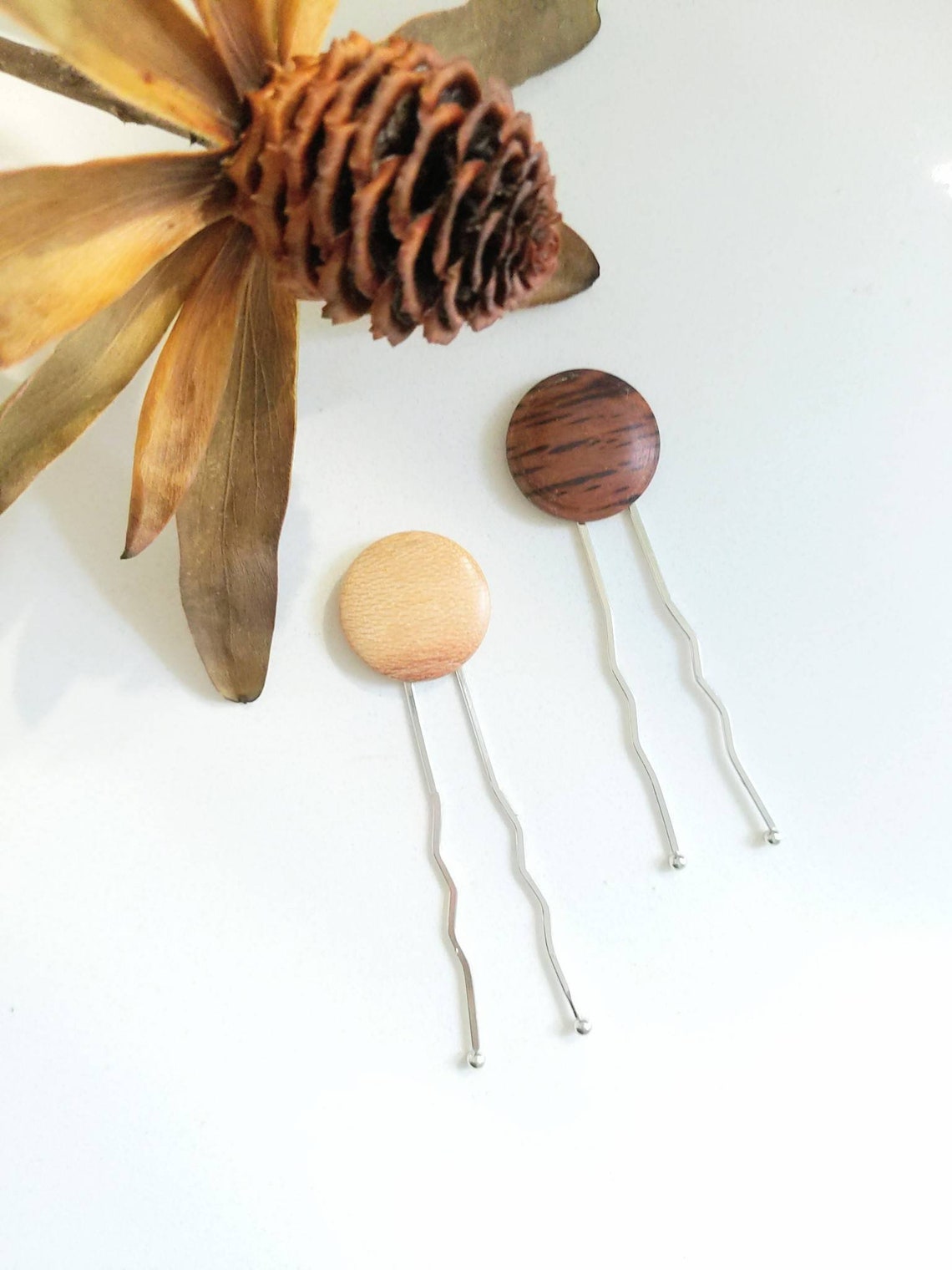 Handturned Wooden Hair Pins Sustainable Reclaimed Wood Etsy