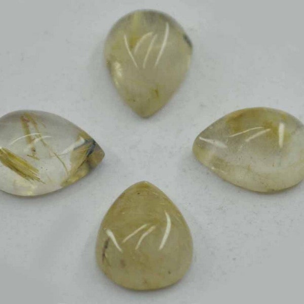 rutile quartz cabochon pear 3x5mm 4x6mm 5x7mm 7x9mm 7x12mm 10x14mm 11x15mm 1pc loose gemstones