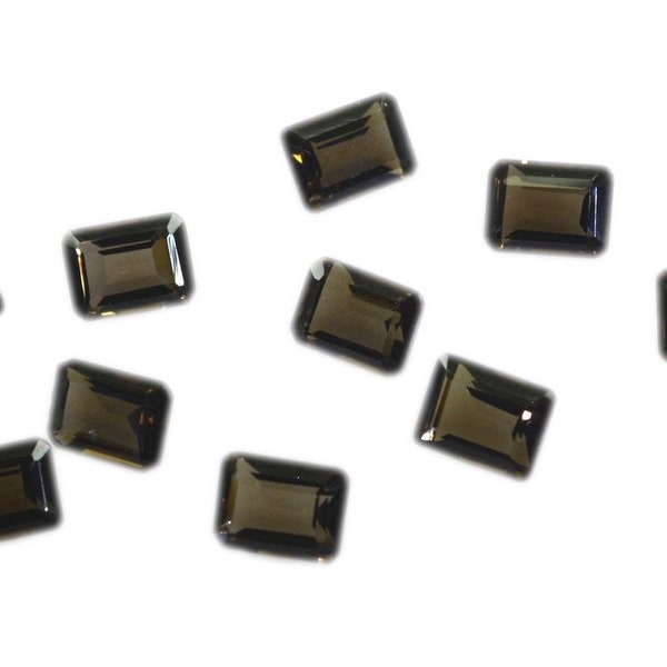 Smoky Quartz Faceted Emerald 4x6mm 6x8mm 8x10mm 10x12mm 10x14mm 12x16mm 1PC Loose Gemstones