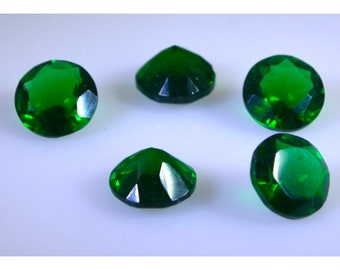 Emerald Cubic Zirconia Faceted Round 3mm to 13mm 1Pc Loose Gemstones