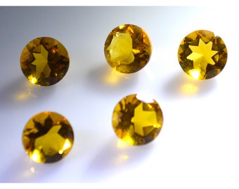 Citrine Cubic Zirconia Faceted Round 3mm 4mm 5mm 6mm 7mm 8mm 9mm 10mm 11mm 12mm 13mm 1Pc Loose Gemstones