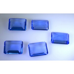Blue Sapphire Cubic Zirconia Faceted Emerald 4x6mm to 12x16mm 1PC Loose Gemstones