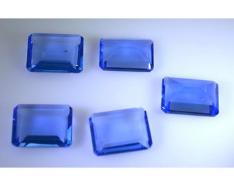 Blue Sapphire Cubic Zirconia Faceted Emerald 4x6mm to 12x16mm 1PC Loose Gemstones